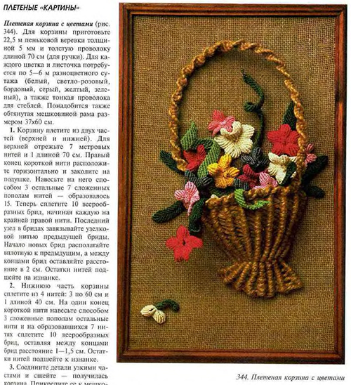 плетеная корзина с цветами